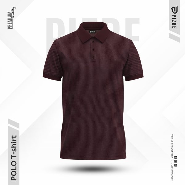 Men’s Waffle Pattern Knit Polo in Coffee