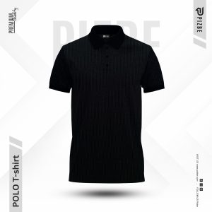 Men’s Waffle Pattern Knit Polo in Black