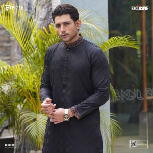 Textured Black Premium Panjabi