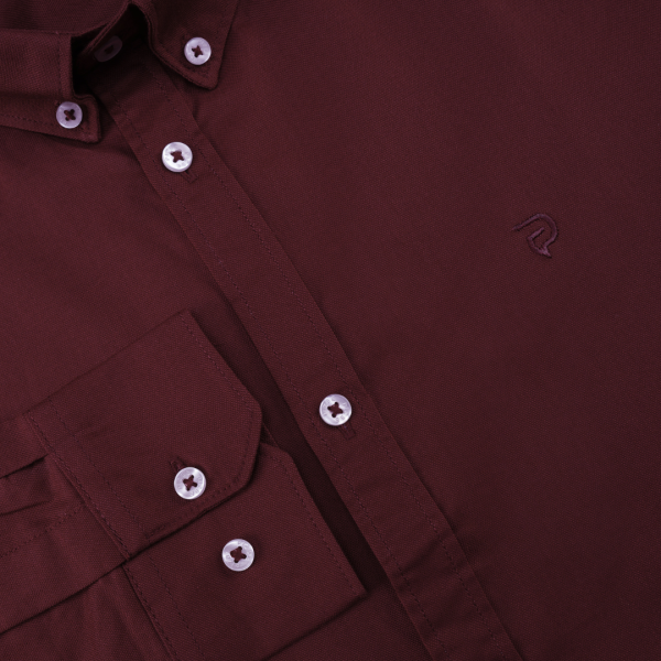 Premium Solid Shirts for Men I Maroon - Image 3