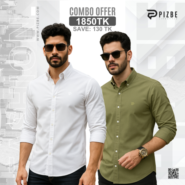 2 pcs Combo | Premium Solid Shirt For Men | Combo-04