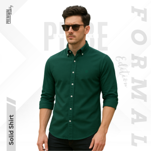 Premium Solid Shirts for Men I Bottle Green